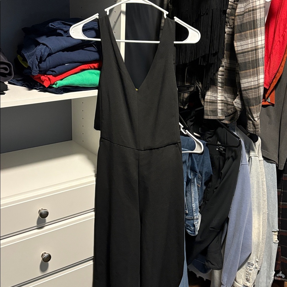 Shinestar Black V-Neck Jumpsuit